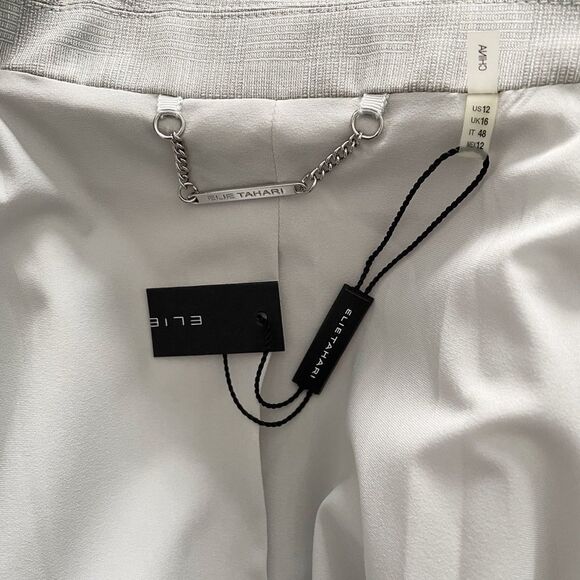 Elie Tahari Allegra Micro-Plaid One Button Jacket Blazer Gray Size 12 NWT - Picture 7 of 10